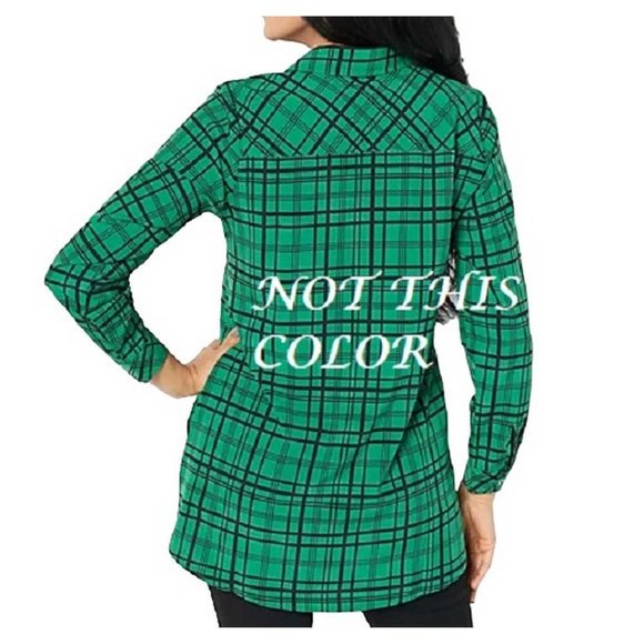 Susan Graver Weekend Petite Plaid Woven Tunic Shirt X SMALL PETITE (303) - Picture 3 of 7